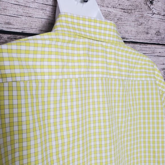 Banana Republic Men's Slim Fit Non Iron Long Sleeve Yellow Check Shirt Sz XL - Picture 4 of 8